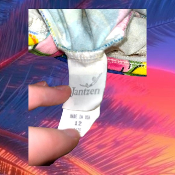 80s neon floral one piece swimsuit - Picture 3 of 5